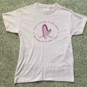 Port and Company pink Harp t-shirt size M 10 - 12 “Music gives soul to o…
